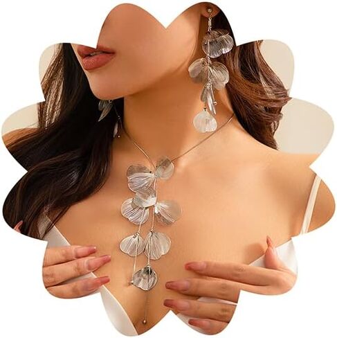 Xerling Bohemian Long Tassel Y Necklaces Ginkgo Leaf Design Necklaces Boho Long Necklace for Women Girls with Earrings in Saudi Arabia