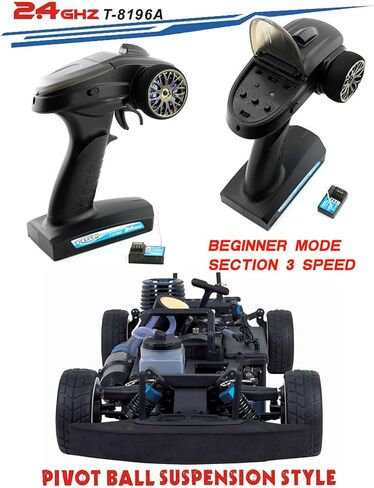 Nitro RC Cars Truck 1/10 Two Speed Nitro Gas Power Truck for Adult Professional Fast Drift Remote Control Car Nitrogen Drive 4WD 80KM/H Metal Chassis Gas Off Road Short Course Truck (Black) in Kuwait