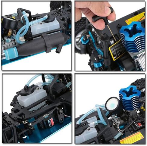 Nitro RC Cars Truck 1/10 Two Speed Nitro Gas Power Truck for Adult Professional Fast Drift Remote Control Car Nitrogen Drive 4WD 80KM/H Metal Chassis Gas Off Road Short Course Truck (Black) in Kuwait