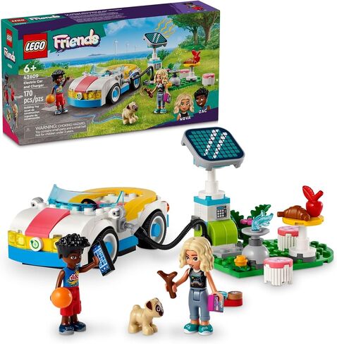 LEGO Friends Electric Car and Charger Building Toy for Kids, Role Play Toy, Adventure Toy, Includes Mini-Doll Characters Nova and Zac, Gift Idea for Kids, Girls, and Boys Ages 6 Years and Up, 42609 in Saudi Arabia