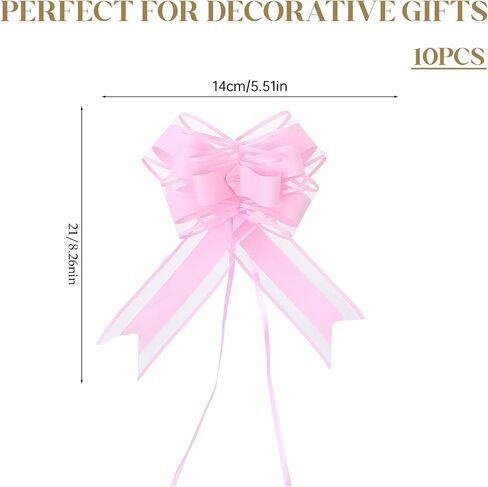 10 PCS Large Pull Bows Wrapping Ribbon Bow Present Wrapping Pull Bow wif Ribbon for Christmas Birthday Presents Wedding Gift Baskets Presents Package-6 Inches(Pink) in Saudi Arabia