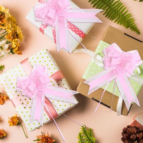 10 PCS Large Pull Bows Wrapping Ribbon Bow Present Wrapping Pull Bow wif Ribbon for Christmas Birthday Presents Wedding Gift Baskets Presents Package-6 Inches(Pink) in Saudi Arabia