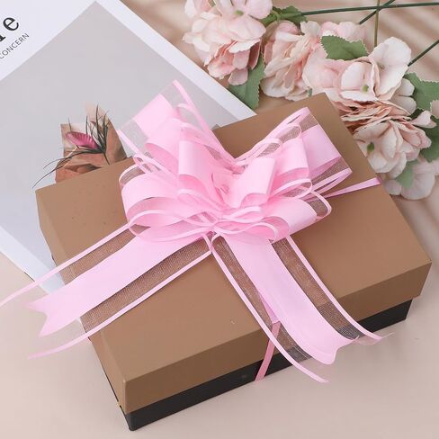 10 PCS Large Pull Bows Wrapping Ribbon Bow Present Wrapping Pull Bow wif Ribbon for Christmas Birthday Presents Wedding Gift Baskets Presents Package-6 Inches(Pink) in Saudi Arabia