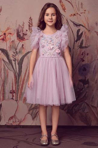 Tutu Dress for Girls - Embroidered Tulle Dress Tiered Layered Flower Toddler Dress for Wedding Birthday Photo Prop in Saudi Arabia