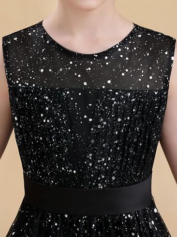 Sparkle Princess Black Tulle Sequins Dress for Little/Big Girls Holiday Party Gown in Saudi Arabia