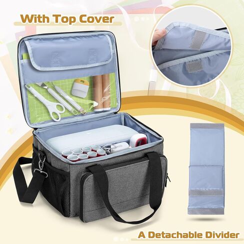 LUXJA Carrying Case Compatible with Cricut Joy Xtra, Bag Fits for Cricut Joy Xtra, 8.5 x 12 inch Cut Mat and Other Supplies(with Multiple Storage Sections), Gray in Saudi Arabia
