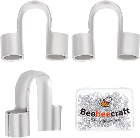 Beebeecraft 1 صندوق 200 قطعة سلك جارديان الفولاذ المقاوم للصدأ U شكل سلك الحرس حلقات الموضوع حامي 1.5 مللي متر لصنع المجوهرات سوار القلائد in Saudi Arabia