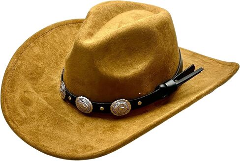 LIDHAY Cowboy Hat for Women and Men Western Suede Hat Wide Brim Cowboy Cowgirl Hat in Saudi Arabia