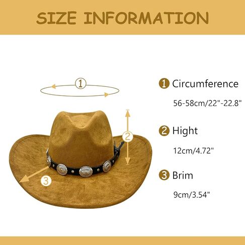 LIDHAY Cowboy Hat for Women and Men Western Suede Hat Wide Brim Cowboy Cowgirl Hat in Saudi Arabia