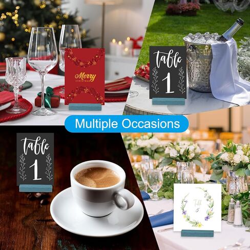 PATIKIL Wood Place Card Holder, 5Pcs Table Sign Holder Table Number Holders Name Card Stands for Photo Menu Display Wedding Ceremony Birthday Party Decorations, Wood in Saudi Arabia