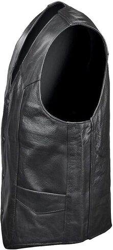 Xelement 1201 Black Motorcycle Leather Vest for Men - Real Genuine Cowhide in Saudi Arabia