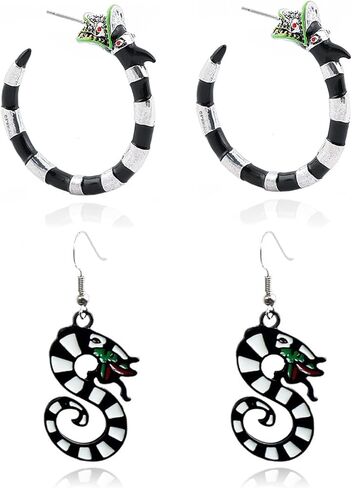 Coral Snake Earrings for Women Halloween Snake Hoop Earrings Gothic Snake Hoop Earrings Vinatge Dragon Earrings for Cosplay Costume Accessoires in Kuwait