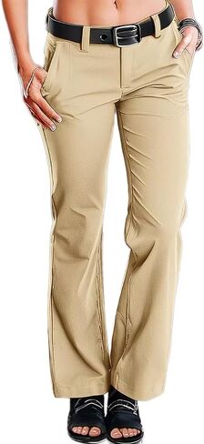 Flamingals Women's Slant Pocket Low Waist Pants Without Belt Casual Pants in Saudi Arabia