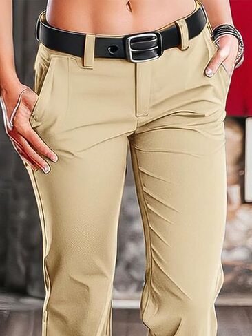 Flamingals Women's Slant Pocket Low Waist Pants Without Belt Casual Pants in Saudi Arabia