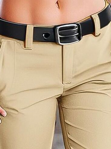 Flamingals Women's Slant Pocket Low Waist Pants Without Belt Casual Pants in Saudi Arabia