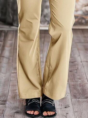 Flamingals Women's Slant Pocket Low Waist Pants Without Belt Casual Pants in Saudi Arabia