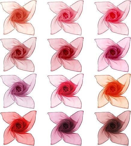 Boao 12 Pcs Chiffon Scarf 50s Neck Head Scarf Sheer Square Scarf Retro Polyester Scarves for Women Girls in Saudi Arabia