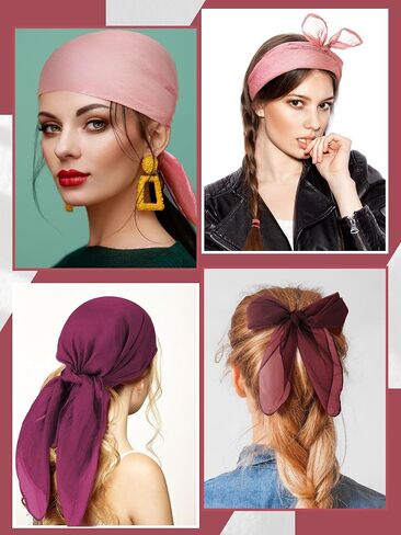Boao 12 Pcs Chiffon Scarf 50s Neck Head Scarf Sheer Square Scarf Retro Polyester Scarves for Women Girls in Saudi Arabia