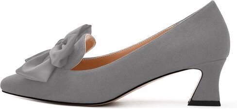 حذاء نسائي من WAYDERNS مزود بفيونكة من الجلد السويدي للزفاف بمقدمة مربعة سهل الارتداء على الموضة بكعب منخفض مقاس 5 سم in Kuwait