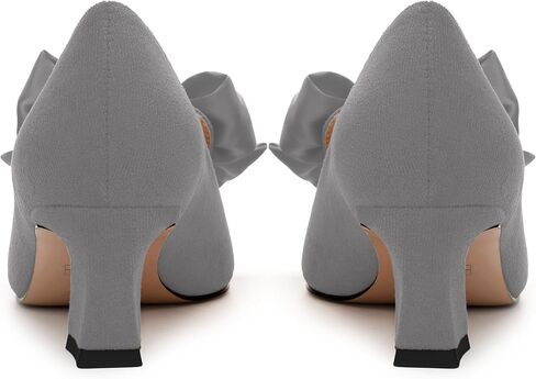 حذاء نسائي من WAYDERNS مزود بفيونكة من الجلد السويدي للزفاف بمقدمة مربعة سهل الارتداء على الموضة بكعب منخفض مقاس 5 سم in Kuwait