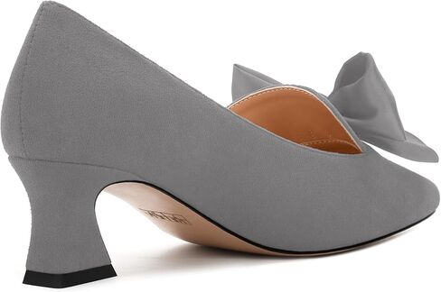 حذاء نسائي من WAYDERNS مزود بفيونكة من الجلد السويدي للزفاف بمقدمة مربعة سهل الارتداء على الموضة بكعب منخفض مقاس 5 سم in Kuwait