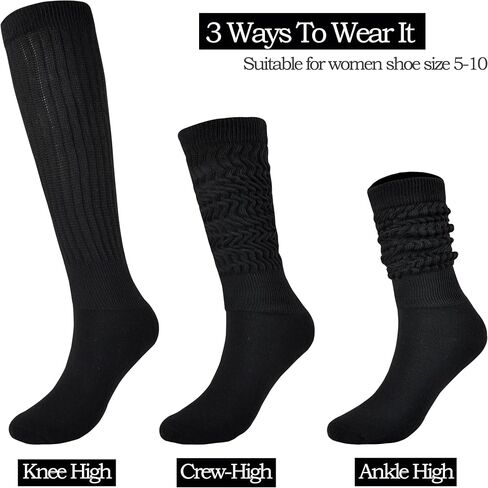 JORMATT Women Slouch Socks Thick Boot Socks Soft Extra Long Knee High Scrunch Socks Size 5-10 in Saudi Arabia