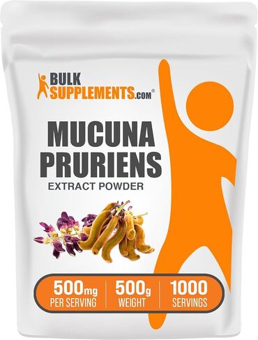 BULKSUPPLEMENTS.COM مستخلص Mucuna Pruriens - المكملات العشبية، مكملات Mucuna Pruriens، مسحوق Mucuna Pruriens - نباتي وخالي من الغلوتين، 500 مجم لكل وجبة، 500 جم (1.1 رطل) in Kuwait