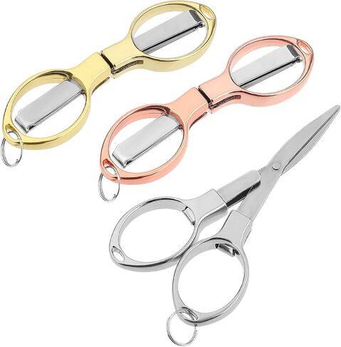 Yolev 3pcs Folding Scissors, Portable Mini Travel Trip Scissors, Safety Foldable Small Scissors Cover Shear Telescopic Cutter, Anti Rust Stainless Steel Scissors for Fishing Sewing in Saudi Arabia
