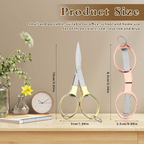 Yolev 3pcs Folding Scissors, Portable Mini Travel Trip Scissors, Safety Foldable Small Scissors Cover Shear Telescopic Cutter, Anti Rust Stainless Steel Scissors for Fishing Sewing in Saudi Arabia