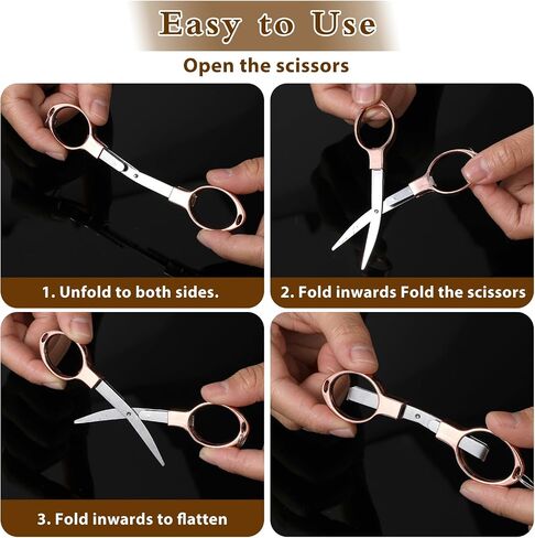 Yolev 3pcs Folding Scissors, Portable Mini Travel Trip Scissors, Safety Foldable Small Scissors Cover Shear Telescopic Cutter, Anti Rust Stainless Steel Scissors for Fishing Sewing in Saudi Arabia