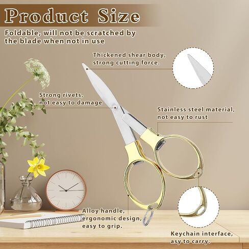 Yolev 3pcs Folding Scissors, Portable Mini Travel Trip Scissors, Safety Foldable Small Scissors Cover Shear Telescopic Cutter, Anti Rust Stainless Steel Scissors for Fishing Sewing in Saudi Arabia