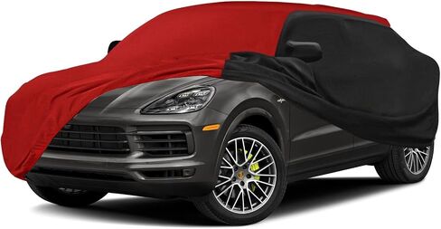 Indoor Car Cover Replace for 1997-2024 Porsche 718 Boxster/Cayman 986/987/981, Black &Red Luxurious Soft Stretch Satin Indoor Car Cover for Dust-Proof, Underground Garage, Car Show in Saudi Arabia