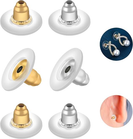 Earring Backs for Studs, 50 Pcs Locking Secure Earring Backs Replacements for Droopy Earrings Gold & Silver Bullet Clutch Earring Backs with Pad with Pad Soft Earring Stoppers for Women Men in Saudi Arabia