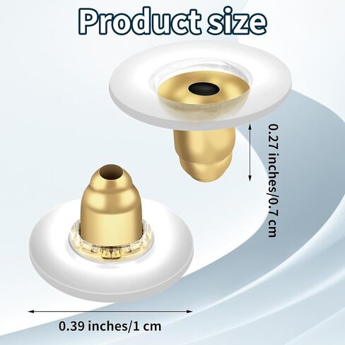 Earring Backs for Studs, 50 Pcs Locking Secure Earring Backs Replacements for Droopy Earrings Gold & Silver Bullet Clutch Earring Backs with Pad with Pad Soft Earring Stoppers for Women Men in Saudi Arabia