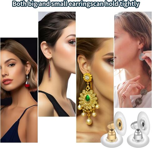 Earring Backs for Studs, 50 Pcs Locking Secure Earring Backs Replacements for Droopy Earrings Gold & Silver Bullet Clutch Earring Backs with Pad with Pad Soft Earring Stoppers for Women Men in Saudi Arabia