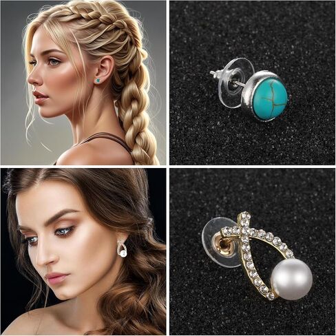 Earring Backs for Studs, 50 Pcs Locking Secure Earring Backs Replacements for Droopy Earrings Gold & Silver Bullet Clutch Earring Backs with Pad with Pad Soft Earring Stoppers for Women Men in Saudi Arabia