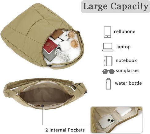 Hobo Crossbody Bags for Women, Puffer Tote Bag Quilted Shoulder Bag, Casual Puffer Purse for Travel in Saudi Arabia