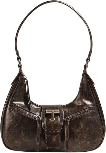 MakeMeChic Women's PU Leather Top Handle Buckle Medium Square Bag Vintage Shoulder Handbags Hobo Bags in Saudi Arabia