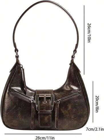 MakeMeChic Women's PU Leather Top Handle Buckle Medium Square Bag Vintage Shoulder Handbags Hobo Bags in Saudi Arabia