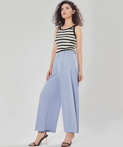 Women High Waist Casual Wide Leg Long Pants Trousers in Saudi Arabia