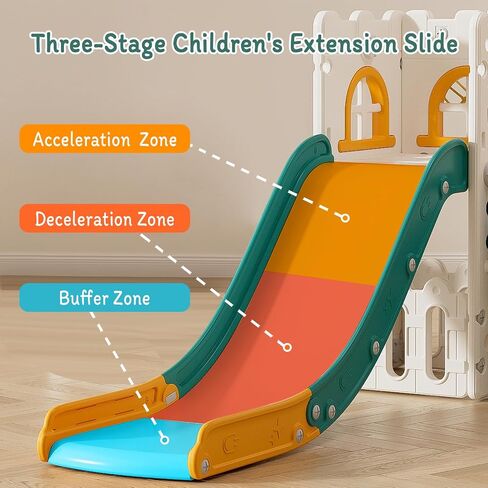 6 in 1 Toddler Slide for Toddler Age 1-6,Kids Climber Slider for Indoor Outdoor Playground with Basketball Hoop,Storage and Telescope,L Shaped Slide for Toddler Climber Playset in Saudi Arabia
