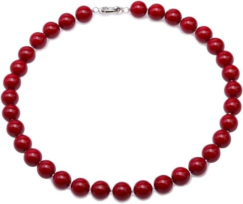 إمرأة لؤلؤ جنوب البحر شل اللؤلؤ قلادة 10 ملم النبيذ الأحمر جولة شل الخرز واحد ستراند مجوهرات 18'' in Kuwait