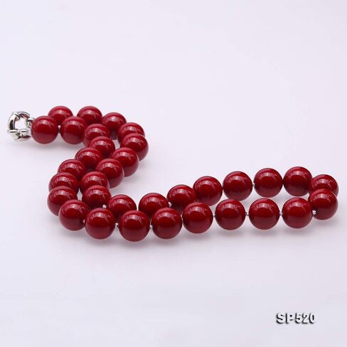 إمرأة لؤلؤ جنوب البحر شل اللؤلؤ قلادة 10 ملم النبيذ الأحمر جولة شل الخرز واحد ستراند مجوهرات 18'' in Kuwait