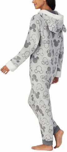 Disney Womens Midweight Onesie One Piece Pajama (US, Alpha, Small, Regular, Regular, Mickey & Minnie Gray) in Saudi Arabia