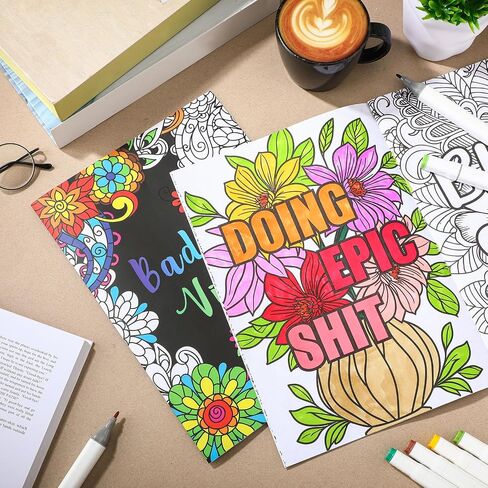 Blosssound 2 Pcs Adult Swear Words Coloring Book Sweary Words Coloring Pages for Stress Relief and Relaxation Motivational Quotation Designs Get Well Soon Gift Birthday Gifts for Women Adult Friends in Saudi Arabia