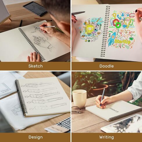 Gueevin B5 Blank Notebook 10.5" x 7.5" Spiral Notebook 2 Pack Sketch Book 100gsm Sketchbook for Drawing College School Office, 120 Pages / 60 Sheets in Saudi Arabia
