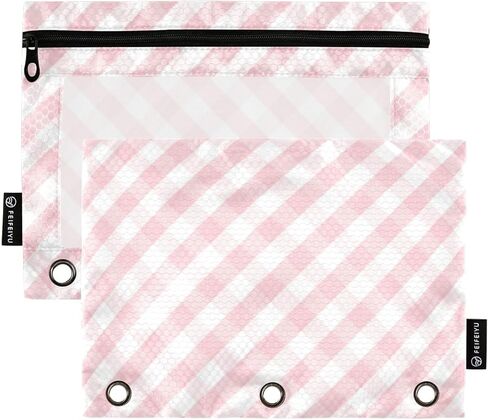 حقيبة أقلام رصاص لـ 3 حلقات، وحقائب أقلام رصاص وحقائب أقلام رصاص مع سحاب ونافذة شفافة وحلقات معززة لأطفال المدارس وامتحانات المكاتب، عبوة من قطعتين وردي ديزي in Kuwait