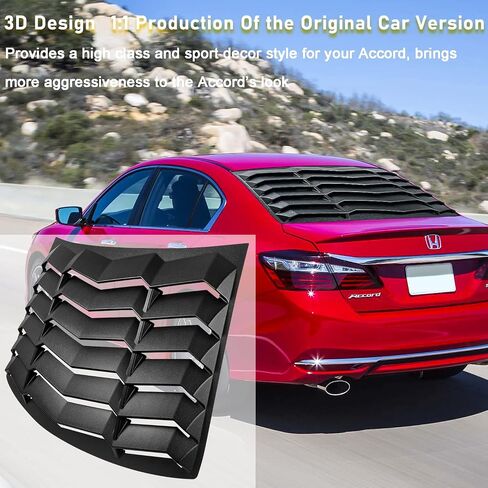 for Honda Accord 2013 2014 2015 2016 2017 Sedan 4-Door Rear Window Louver, in GT Lambo Style ABS Sun Shade Windshield Cover, Matte Black in Saudi Arabia