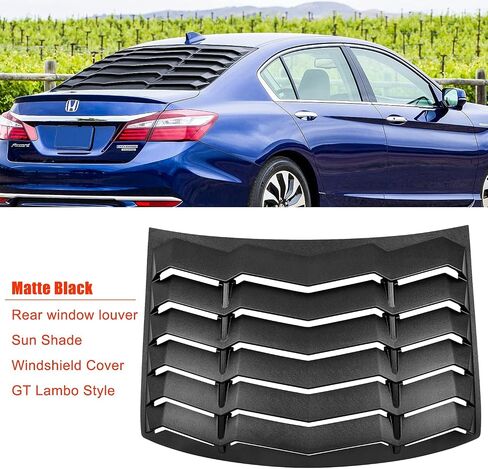 for Honda Accord 2013 2014 2015 2016 2017 Sedan 4-Door Rear Window Louver, in GT Lambo Style ABS Sun Shade Windshield Cover, Matte Black in Saudi Arabia