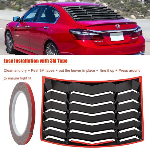 for Honda Accord 2013 2014 2015 2016 2017 Sedan 4-Door Rear Window Louver, in GT Lambo Style ABS Sun Shade Windshield Cover, Matte Black in Saudi Arabia